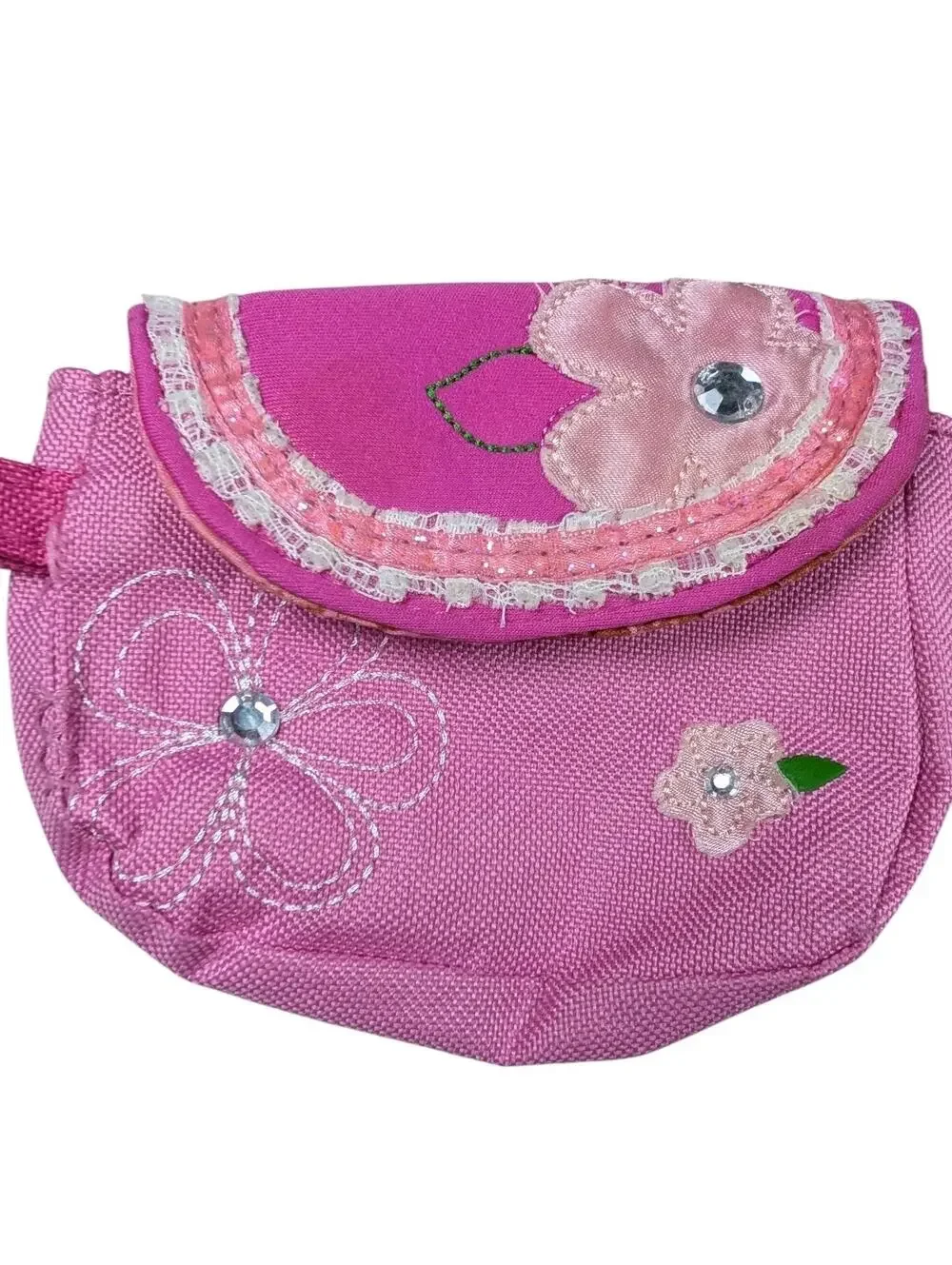 BARBIE B cause 2008 Pink Embroidered Wallet Wristlet Flowers Makeup Bag Purse